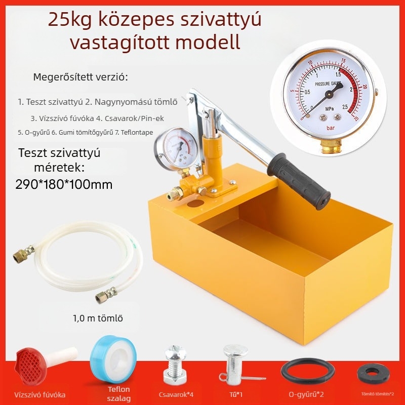 Kézi nyomáspróba pumpa PPR csövekhez, padlófűtés szivárgásdetektor, háztartási vízvezeték nyomásfokozó pumpa