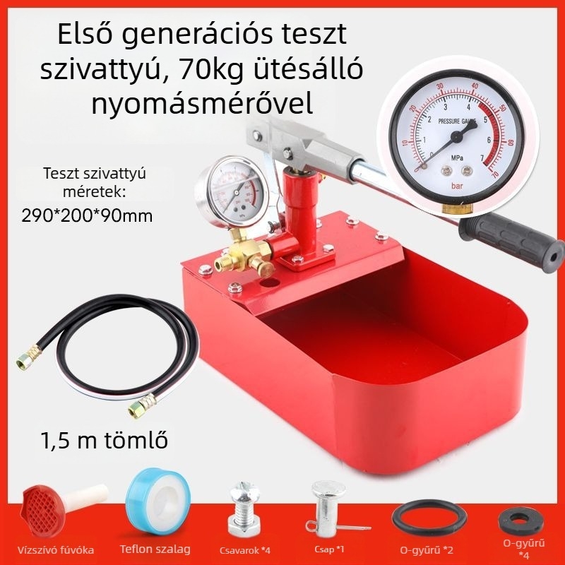 Kézi nyomáspróba pumpa PPR csövekhez, padlófűtés szivárgásdetektor, háztartási vízvezeték nyomásfokozó pumpa