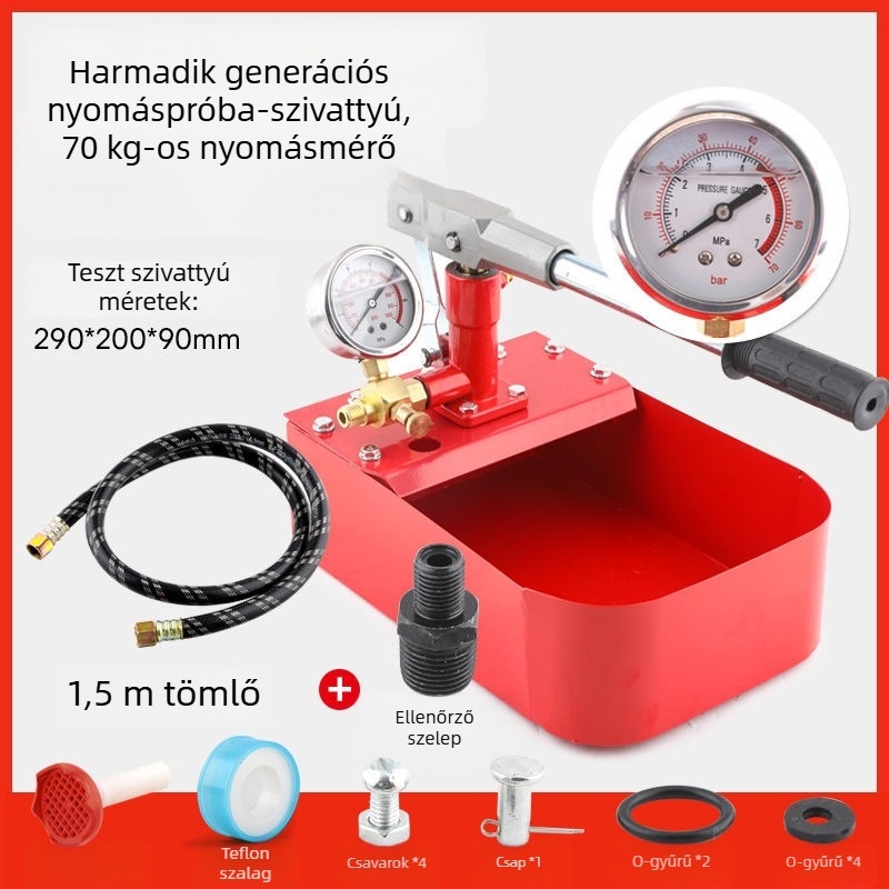 Kézi nyomáspróba pumpa PPR csövekhez, padlófűtés szivárgásdetektor, háztartási vízvezeték nyomásfokozó pumpa