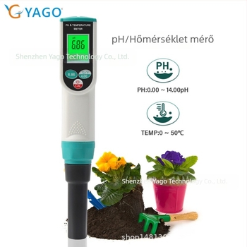 PH-2023-D YAGO: 2-in-1 talaj pH- és hőmérséklet-mérő, tűszenzor, pH-tartomány 0.00-14.00