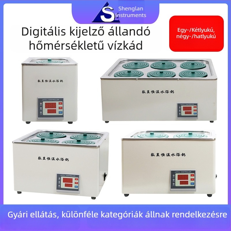 Digitális kijelzős elektromos vízfürdő laboratóriumi és otthoni használatra, állandó hőmérsékletű fűtés, 1/2/4/6 lyukas tartály