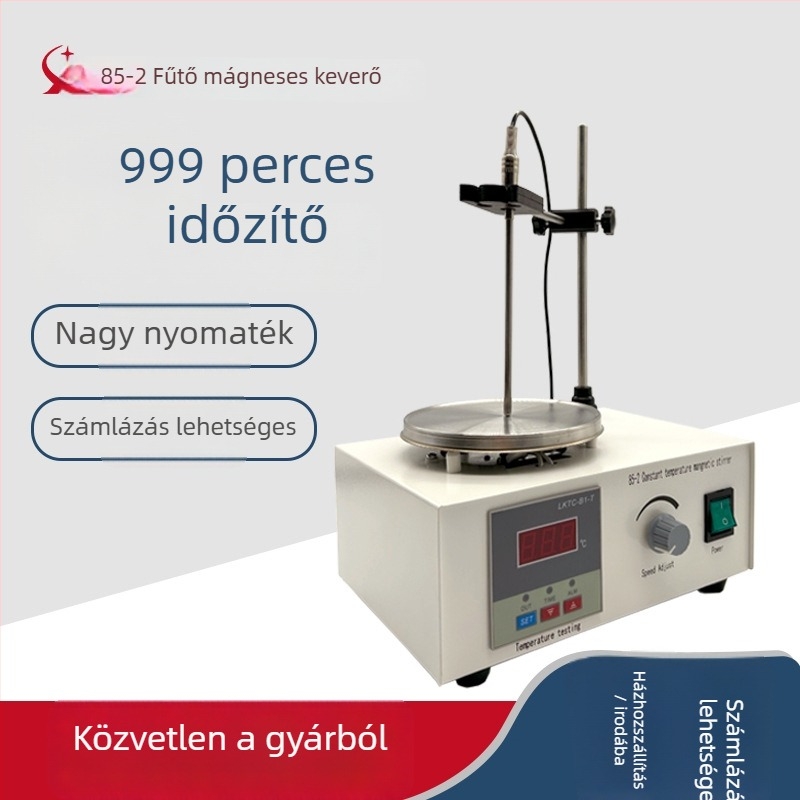 85-2 Digitális időzített mágneses keverő fűtővel, laboratóriumi használatú, kapacitás 2000 ml, 110-240V