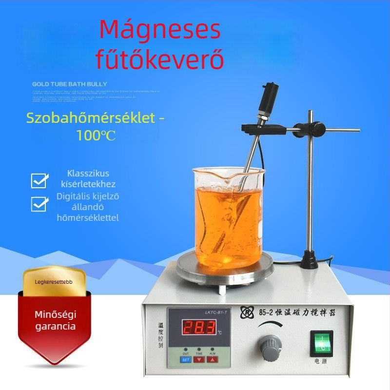 Digitális kijelzős mágneses keverő állandó hőmérséklettel és elektromágneses fűtéssel, 85-2A/79-1, laboratóriumi kémiai keverő