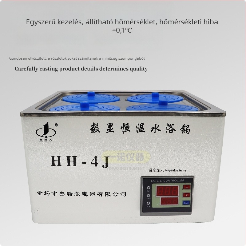 Digitális kijelzős állandó hőmérsékletű vízfürdő, egyrészes formázott tartály száraz égés elleni védelemmel, nyílások 1/2/4/6 — Modell Hh-4j