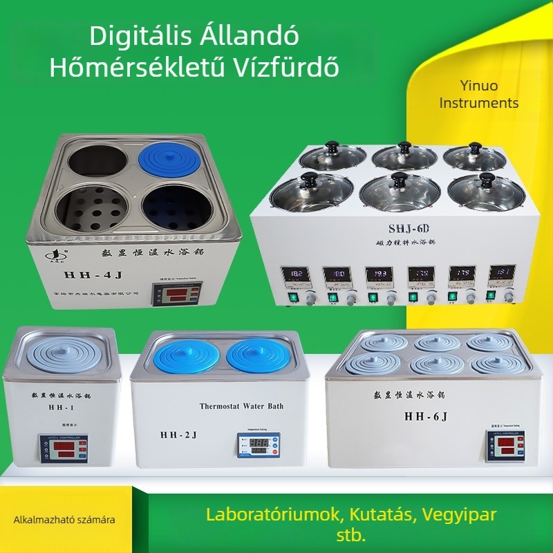 Digitális kijelzős állandó hőmérsékletű vízfürdő, egyrészes formázott tartály száraz égés elleni védelemmel, nyílások 1/2/4/6 — Modell Hh-4j