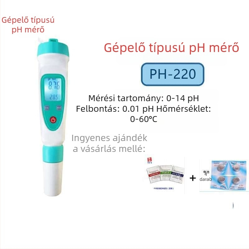 PH-20 hordozható pH-mérő digitális kijelzővel, beépített kompozit elektróddal, pontosság ±0,1 pH