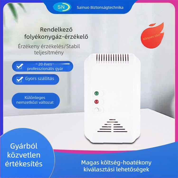Háztartási gázdetektor SN-817, falra szerelhető, vezetékes, 220V, gázszivárgás riasztó