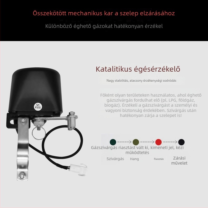 Családi használatú konyhai földgáz-szivárgásjelző automatikus záróventil és mechanikus működtetővel