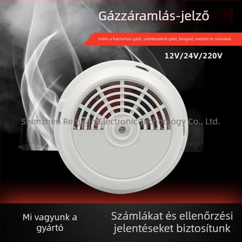 Gázriasztó detektor, 12V, mennyezeti szerelés, 360° észlelés, használható gázokra, természetes gázra és LPG-re, hang- és fényriasztás