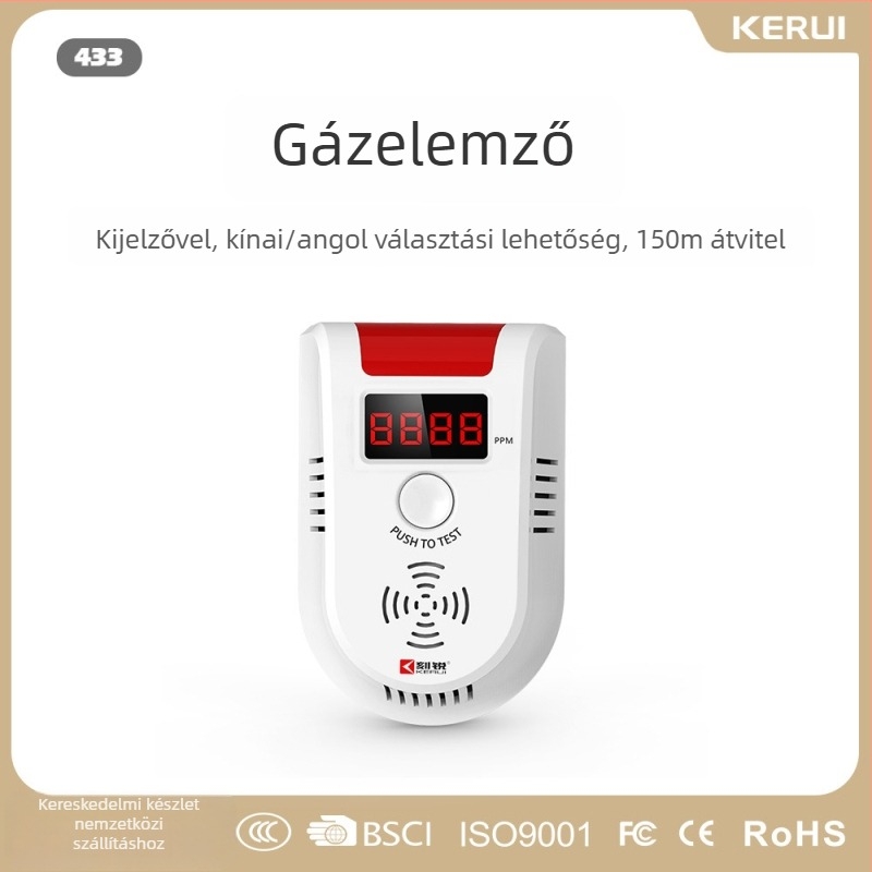 Kerui KR-GD13 égésgáz-érzékelő – vezeték nélküli 433 MHz, átviteli távolság 150 m, modell KR-GD13