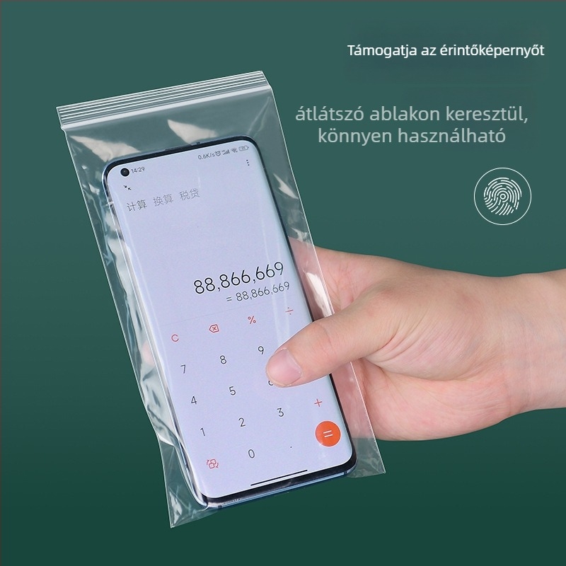 Ziplock zacskók mobilttelefon tartozékainak csomagolásához, átlátszóak, vastítottak, egyszer használatosak, zárhatóak; anyag: új anyag; zárási hossz: 1–1,5 cm; használat: mobilteljes tartozékok csomagolása