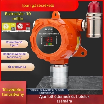 Hordozható gázszivárgás-detektor riasztással és záró szeleppel gyúlékony gázokhoz – mérési tartomány 20% LEL, pontosság ±3% LEL, 220V-os hálózati csatlakozás