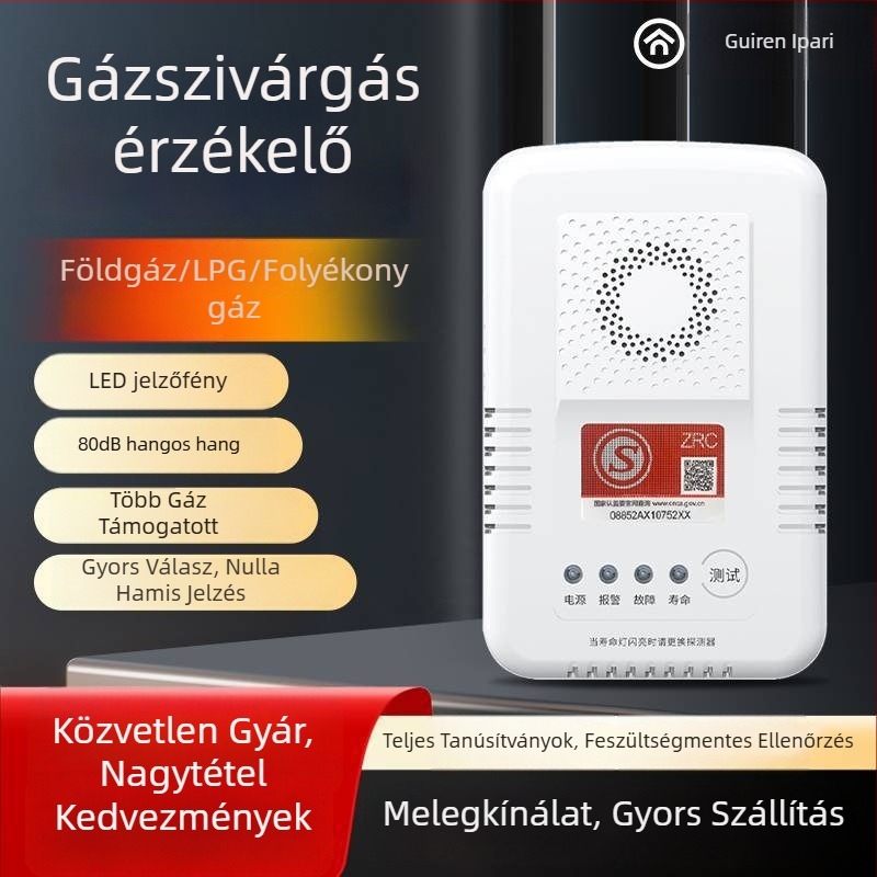 Rögzített otthoni gyúlékony gázszivárgás-riasztó – metán/természetes gáz/folyékony gáz/propán, modell PG-R03D, 220V/50Hz