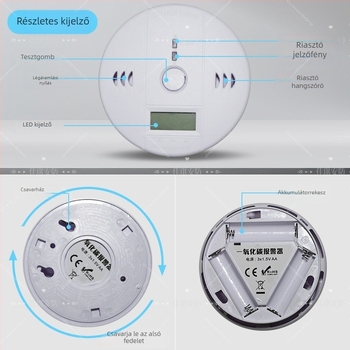 Hordozható szén-monoxid és füstriasztó - tartomány 30, pontosság 20, tápellátás 4.5V