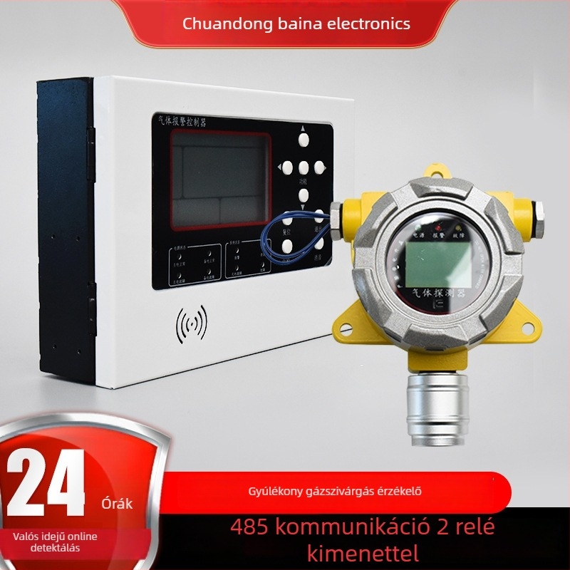 Rögzített gyúlékony gáz detektor – mérési tartomány 10–95% RH, pontosság ±3% FS, feszültség 12–36 VDC