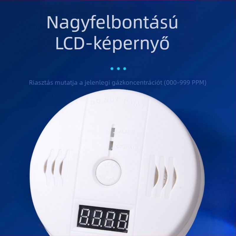 3-in-1 CO, tűz és gáz detektor LCD kijelzővel – DY-830; energiaellátás: 3×9V akkumulátor vagy DC12V; 360° észlelés max. 5 m-ig; vezeték nélküli; hang- és fényjelzés