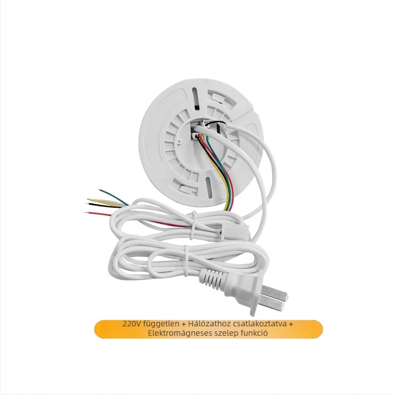 XL-202 gázriasztó természetes gáz és LPG számára, 360° észlelés, mennyezetre szerelhető, vezetékes csatlakozás, tápegység 12VDC–220VAC, hang- és fényriasztás