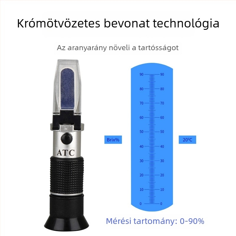 Kézi prism refraktométer CJM-037, Chuang Ji Mei, mérési tartomány 0-90, alkalmas konzervált gyümölcsökre, zöldségekre és mézre