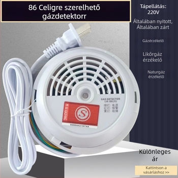 Rögzített gázdetektor HL-86 gyúlékony gázokhoz – mérési tartomány 8 m, feszültség 12–16 V, detektálja a metánt, a földgázt és LPG-t