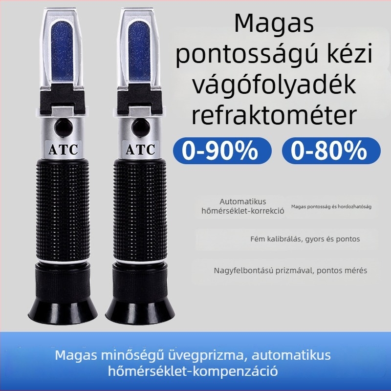Kézben tartható refraktométer a vágófolyadék koncentrációjának mérésére — emulzió és hűtőfolyadék