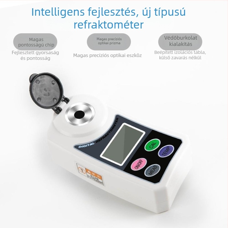 Digitális gyümölcscukor refraktométer, modell C95, LCD kijelző, felbontás 0,01, működési hőmérséklet 10–40°C