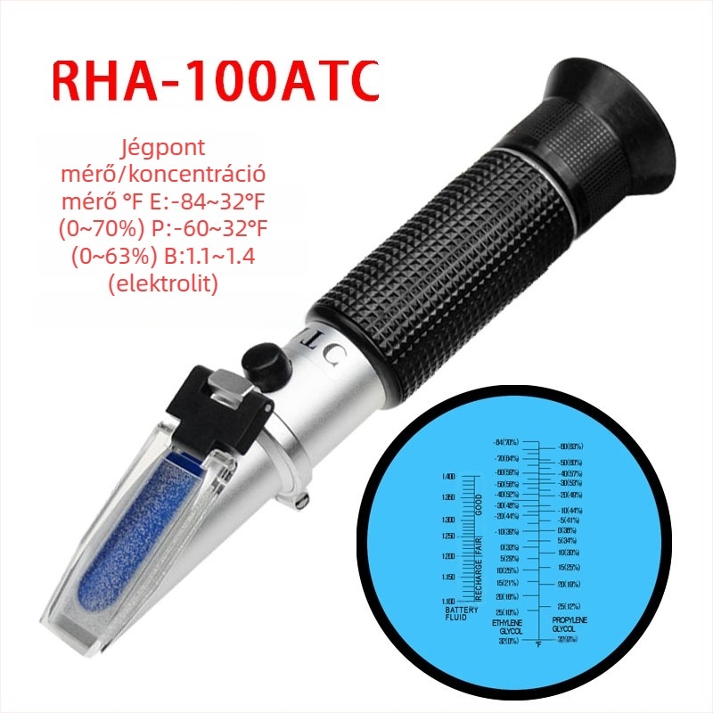 Kézi refraktométer autóipari használatra, modell RHA-100ATC, márka Wuqiang optics, eredet Hebei Hengshui