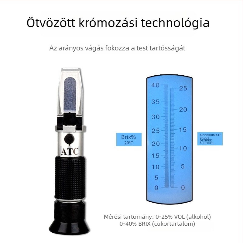Chuang Ji Mei CJM-112-a prizmás refraktométer gyümölcslében, szőlőborban, rizsborban és likőrben az alkoholtartalom mérésére, 0–25% ABV