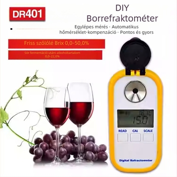 DR401 Digitális kijelzős refraktométer szőlőhöz – cukortartalom és alkoholszint szőlőlében és borban