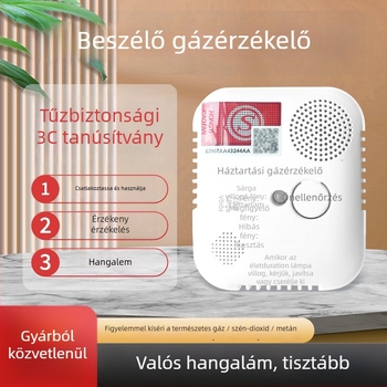 Családi gázriasztó CO/metán detektálással, fix típusú, 20 m²-es hatókör, 8%-os pontosság, 220V
