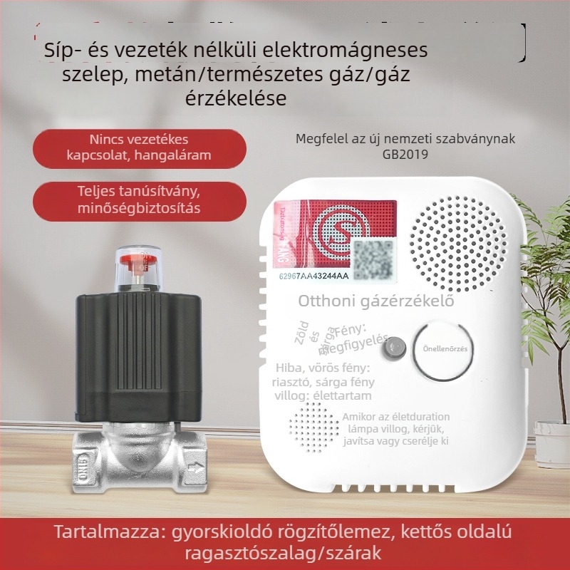 Családi gázriasztó CO/metán detektálással, fix típusú, 20 m²-es hatókör, 8%-os pontosság, 220V