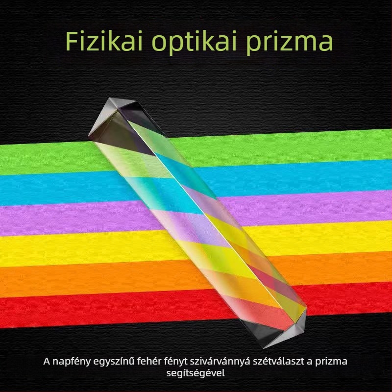 Gyerekeknek szóló oktatási optikai prizmaszett — hét színű szivárványfény, háromszög alakú prizma, refrakciós lencse