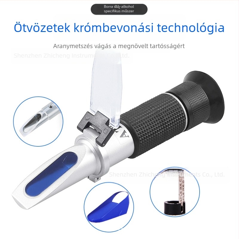 Hordozható borrefraktométer, 0-22 Brix, 0-25% alkohol, 0-40% cukor