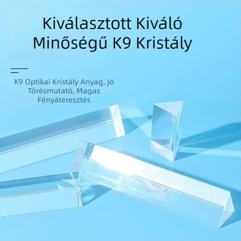 K9 optikai háromszög-prizma csíkkal fizikai kísérlethez – hét színű fény, üvegből készült refraktor, fényáteresztés