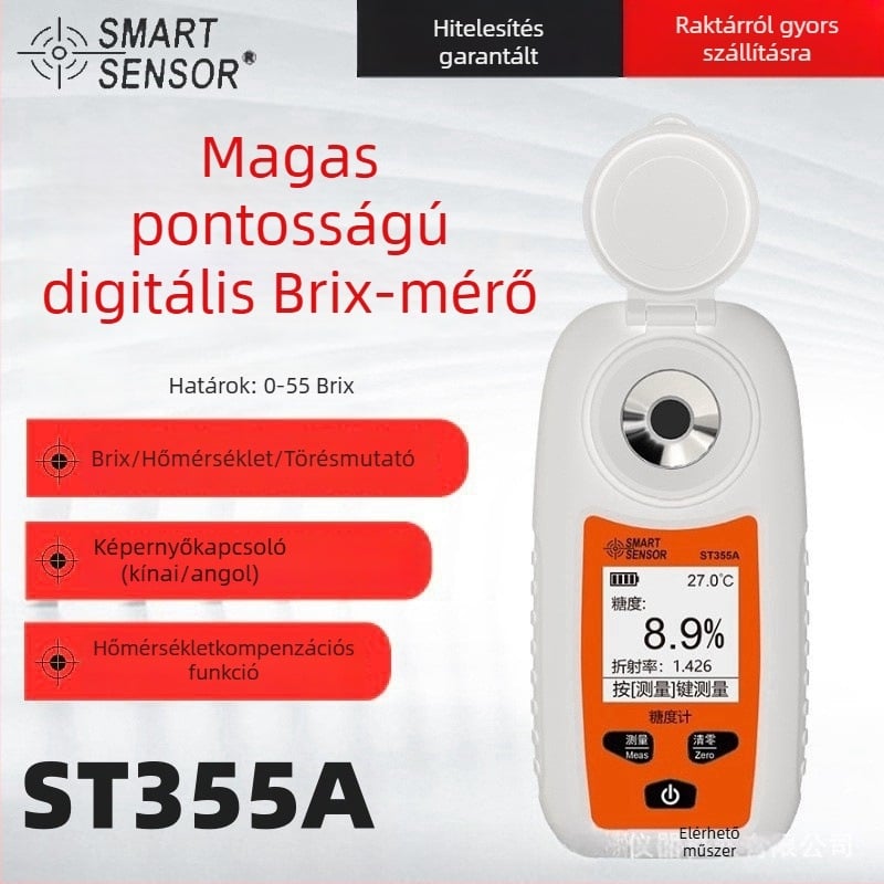 Sima ST355A digitális refraktométer gyümölcsökhöz és italokhoz, mérési tartomány 0–55% Brix