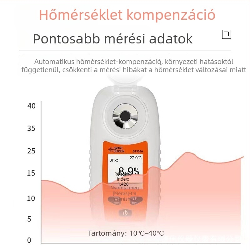 Sima ST355A digitális refraktométer gyümölcsökhöz és italokhoz, mérési tartomány 0–55% Brix