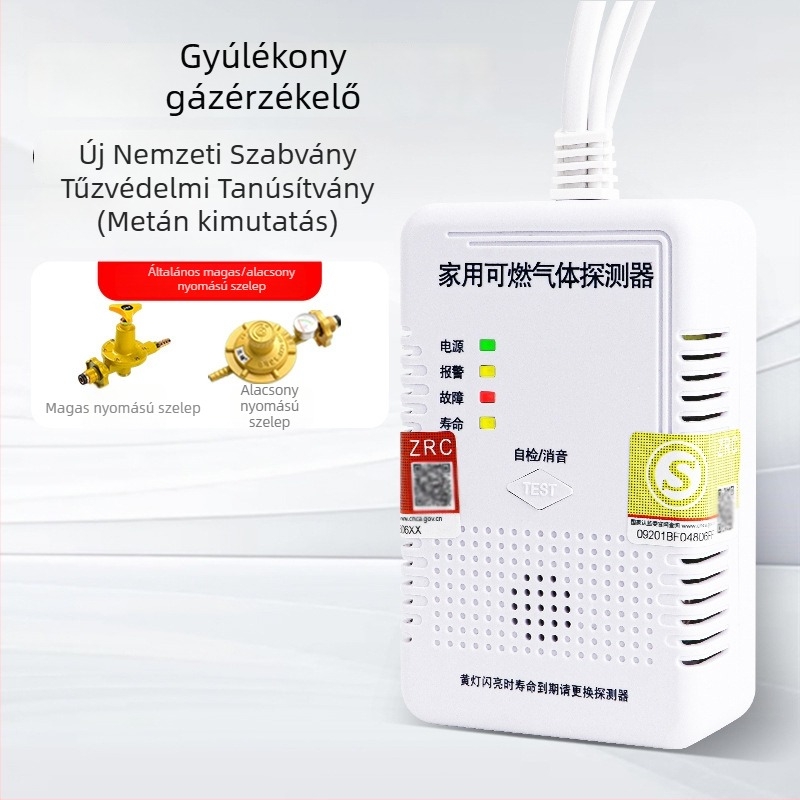 Gázriasztó detektor JY-CX131, Mutual Security márka, gyúlékony gázokra, tömege 150 g