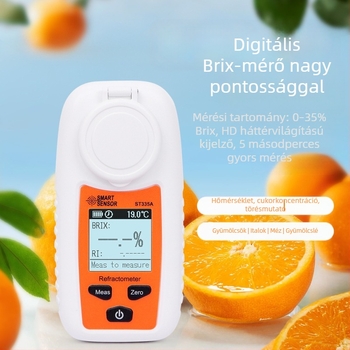 SMART Digitális kijelzővel ellátott magas pontosságú cukormérő gyümölcsökhöz és italokhoz – Refraktométer a cukortartalom és édesség méréséhez