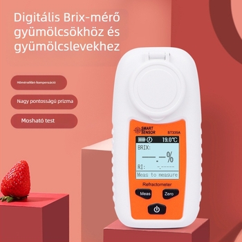 SMART Digitális kijelzővel ellátott magas pontosságú cukormérő gyümölcsökhöz és italokhoz – Refraktométer a cukortartalom és édesség méréséhez