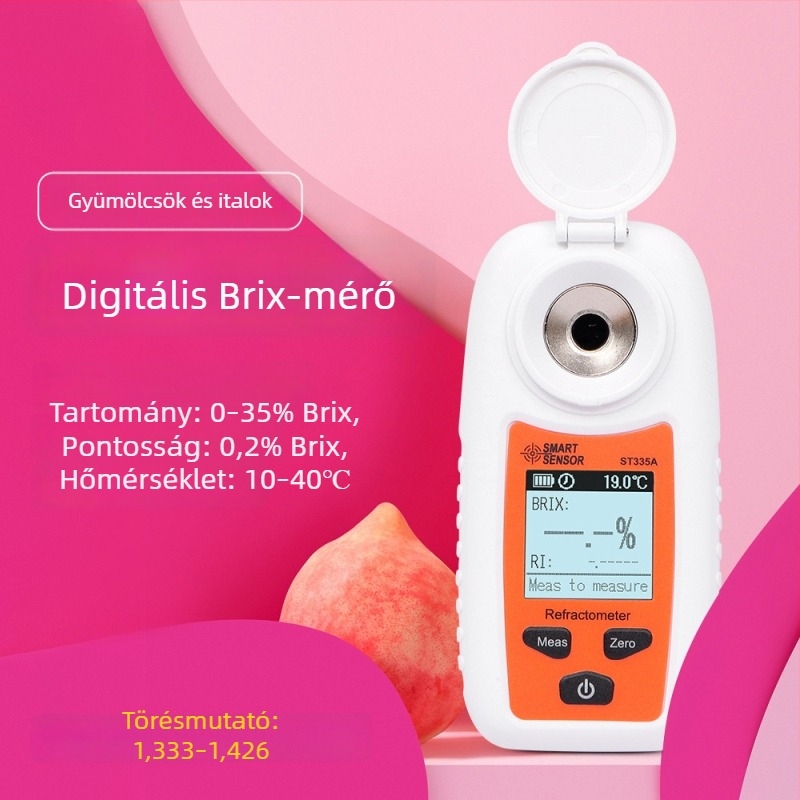 SMART Digitális kijelzővel ellátott magas pontosságú cukormérő gyümölcsökhöz és italokhoz – Refraktométer a cukortartalom és édesség méréséhez