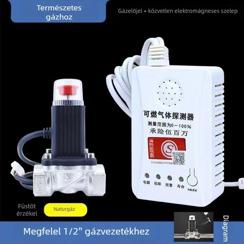 Gázriasztó detektor GB2019, 220V, akusztikus–optikai riasztás, falra szerelve