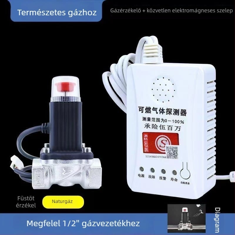 Gázriasztó detektor GB2019, 220V, akusztikus–optikai riasztás, falra szerelve