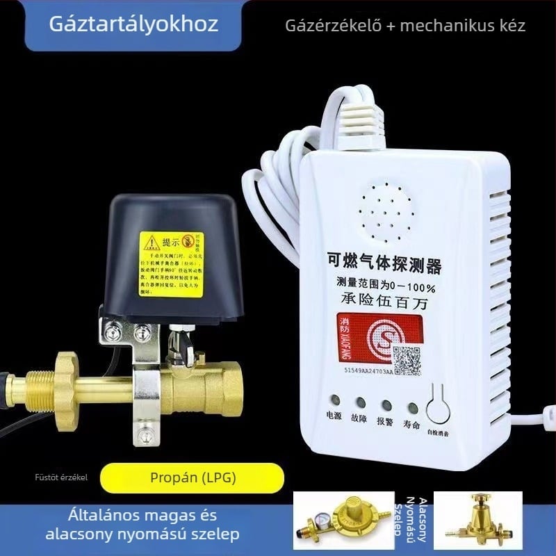 Gázriasztó detektor GB2019, 220V, akusztikus–optikai riasztás, falra szerelve