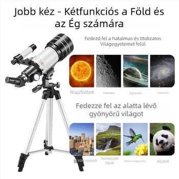 Nagy átmérőjű, nagy nagyítással és HD optikával rendelkező csillagászati távcső; csillagok és Hold megfigyelésére; kettős használat: égbolt megfigyelés és madármegfigyelés; ideális ajándék gyerekeknek