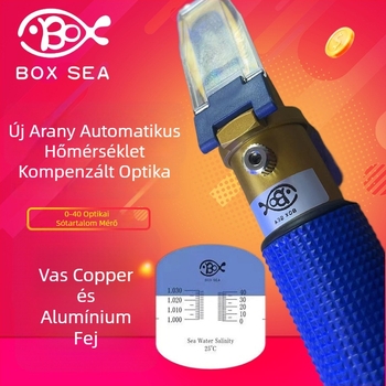 BOXSEA 25°C hőmérséklet-kompenzált sómérő tengervízhez, akvakultúrához, nagy kijelző, modell 0101h, sótartomány 0.1-1.3