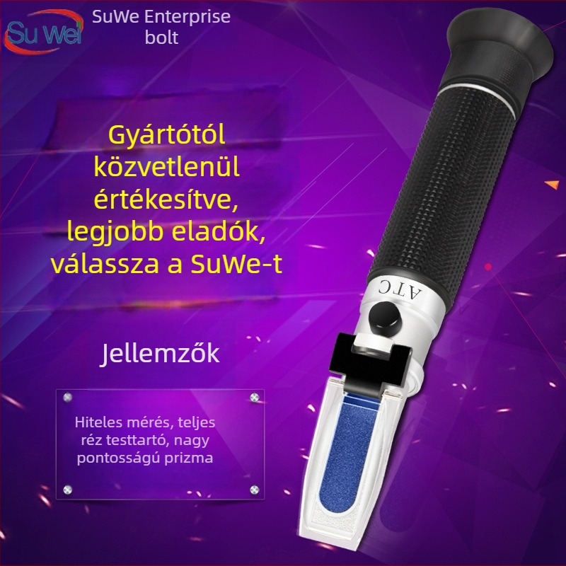 Abbe refraktométer cukortartalom mérésére gyümölcslében, szója tejben és mézben; mérési tartomány 0-90% Brix; modell 0-90%
