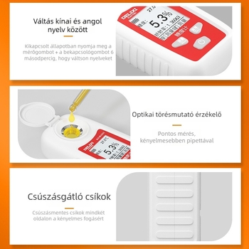 Delixi kézi cukorkoncentráció-mérő gyümölcsök és cukortartalmú oldatokhoz, felbontás 0.1, pontosság ±0.2%