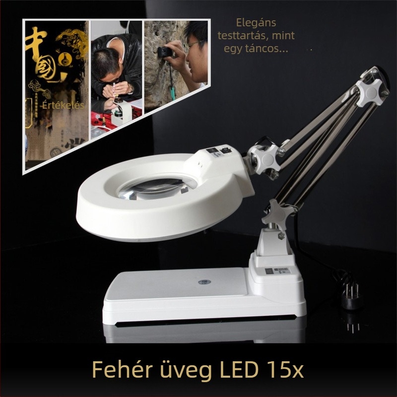 Siqite LT-86C asztali nagyító LED világítással, nagyítás 3x–10x, optikai üveg lencse, modell LT-86C