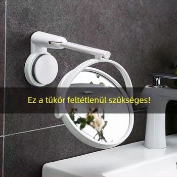 Sminktükör falra szerelhető, fúrás nélküli, összecsukható, ABS keret, ezüst tükör