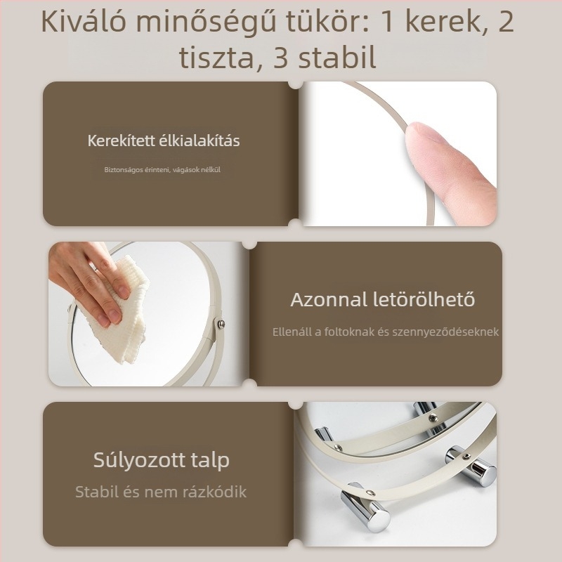 Asztali sminktükör, kétoldalas, forgatható állvánnyal