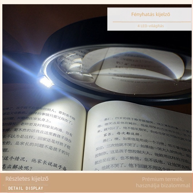 LED nagyító világítással, 10x, kézben tartható, modell 4986E, 4 LED